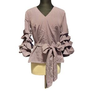 Anthropology Sunday in Brooklyn Chic Gingham Ruffle Sleeve  Whimsy  Bespoke Sz S